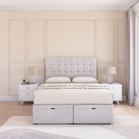 Alabama Plush Fabric Ottoman Bed End Opening Sprung Memory Mattress & 26 Inch Headboard Single