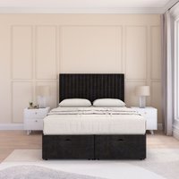 Manhattan Plush Fabric Ottoman Bed End Opening Sprung Memory Mattress & 26 Inch Headboard Double