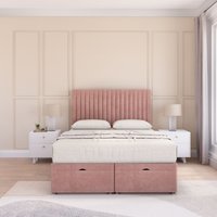 Manhattan Plush Fabric Ottoman Bed End Opening Sprung Memory Mattress & 26 Inch Headboard Double