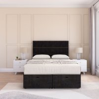 Texas Plush Fabric Ottoman Bed End Opening Sprung Memory Mattress & 54 Inch Floorstanding Headboard Single