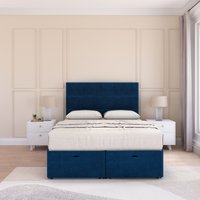 Texas Plush Fabric Ottoman Bed End Opening Sprung Memory Mattress & 54 Inch Floorstanding Headboard King