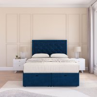Montana Plush Fabric Ottoman Bed End Opening Sprung Memory Mattress & 54 Inch Floorstanding Headboard Double