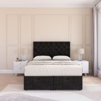 Mayfair Plush Fabric Ottoman Bed End Opening Sprung Memory Mattress & 54 Inch Floorstanding Headboard Single