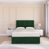 Jasmine Plush Fabric Ottoman Bed End Opening Sprung Memory Mattress & 54 Inch Floorstanding Headboard Double