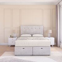 Highbury Plush Fabric Ottoman Bed End Opening Sprung Memory Mattress & 54 Inch Floorstanding Headboard Double