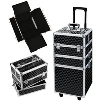 H&O Direct Professional Cosmetics Trolley 3-in-1 Large Hairdressing Makeup Train Case in Black