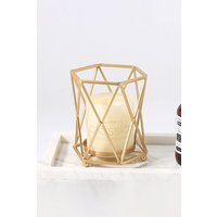 Living and Home Geometric Metallic Candle Holder Tabletop Centerpiece 12.5cm H in Gold