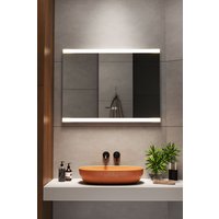 Living and Home Rectangular Frameless Anti-Fog LED Vanity Mirror with Clock in Metallics