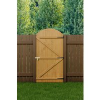 Living and Home 90×180cm Arched Pine Wooden Garden Gate with Double Z Frame & Fittings in Natural