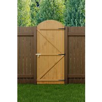 Living and Home Semi Braced Arch Top Strong Wooden Garden Gate 90cm W x 210cm H in Natural | Size: 90 cm W x 210 cm H