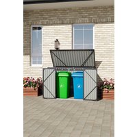 Living and Home 4 x 6 ft Outdoor Metal Trash Can Storage Shed with Sloped Roof and Double Doors, Weather-Resistant in Black