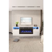 Living and Home Fireplace TV Stand with 36" Electric Fireplace, LED Light Entertainment Center, Fireplace for The Living Room TV Stand, White