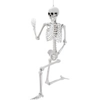 Living and Home 165cm Halloween Life-Size Poseable Skeleton Realistic Skeleton Prop for Haunted House, Bar & Party in White