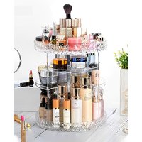 Living and Home 360 Roating Cosmetic Organizer Transparent Acrylic Rotating Multifunctional Makeup Organizer in Clear