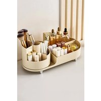 Living and Home Large Cream Capacity Makeup Organizer with Rotating Brushes Holder
