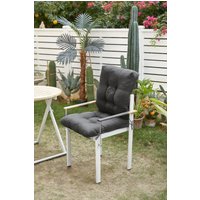 Living and Home 50x110x10cm Deep Grey Rattan Chair Cushion with Ties Outdoor Garden Seat Pad | Size: 50 x 110 x 10 cm