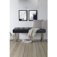 Living and Home Faux Leather Bench with Steel Legs in Black