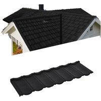 Living and Home Tudor Tile Stone Coated Metal Roofing Shingles 5pcs in Black