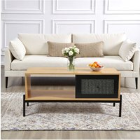 Living and Home Rattan Coffee Table with Storage for Living Room in Brown
