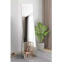 Living and Home Modern Slim Frame Silvery Full Length Mirror in Silver
