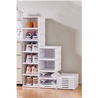 Living and Home 6-tier Shoe Organizer Storage Box Portable Folding Shoe Rack for Closet 25.7*34.7cm in White