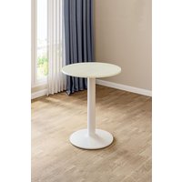Living and Home White Round Coffee Table with Metal Base