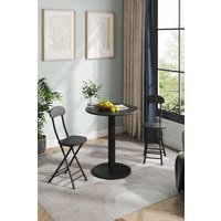 Living and Home Black Round Coffee Table with Metal Base