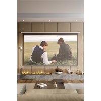 Living and Home 100" White Crossbar Wall Mounted Electric Motorized Projector Screen with Remote 16:9