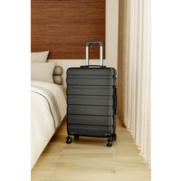 Living and Home Hardshell Rolling Luggage Trolley Travel Case With Combination Lock, 24" Black