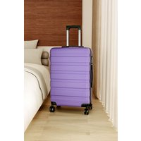 Living and Home Hardshell Rolling Luggage Trolley Travel Suitcase With Combination Lock, 28" Purple