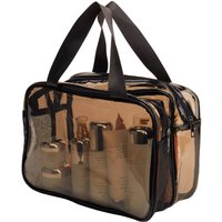 Living and Home Dry/Wet Separation Transparent Travel Makeup Bag in Brown
