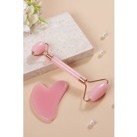 Living and Home Premium Authentic Jade Face Roller Massage and Gua Sha Tool in Pink