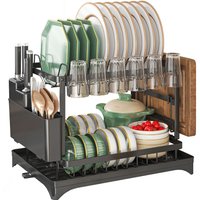 Obasyhig Women's 1pc Dish Drying Rack For Kitchen Counter Over The Sink in Black