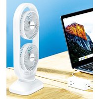 Leaper Dual-Layer Remote Control USB Rechargeable Fan in White