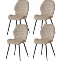 SONARA Modern Velvet Dining Chairs Set of 4 with Ergonomic Curved Backrest in Beige