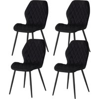 SONARA Modern Velvet Dining Chairs Set of 4 with Ergonomic Curved Backrest in Black