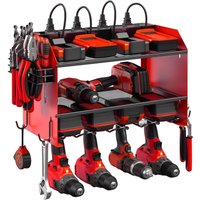 Xample Power Tool Organizer Wall Mount Alloy Steel Black Storage Rack in Red