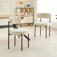 Set 2 Dining Chairs Soft Teddy Fabric Kitchen Living Room or Study