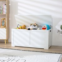 Wooden Toy Box Chest Storage Bench Flip Top Lid & Safety Hinges