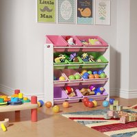 Toy Storage Rack Unit 16 Boxes Removable Bins Freestanding Toy Organizer