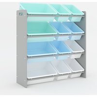 Storage Wooden Unit Bookshelf Toy Box 12 Cube 3 Tier Tubs Box
