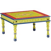 Berkfield Home Coffee Table Green Hand Painted Solid Wood Mango