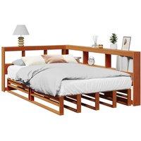 Bookcase Bed without Mattress Wax 120x190cm Solid Wood Pine 120x190 cm
