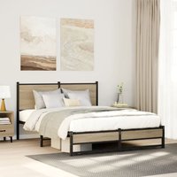 Berkfield Home Metal Bed Frame without Mattress Sonoma Oak 150x200 cm King Size in Brown