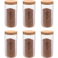 Berkfield Home Storage Glass Jars with Cork Lid 6 pcs 1400 ml in Black