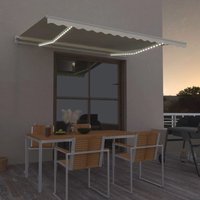 Berkfield Home Manual Retractable Awning with LED 400x300 cm Cream