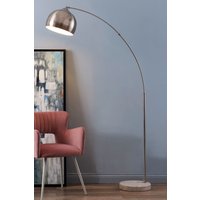 Modern Curved Arc Floor Lamp Bell Shade & Marble Base Brushed Nickel