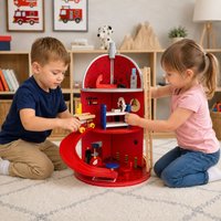 Wooden Fire Station Playset 25 piece Figurines