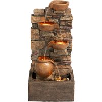72.3 cm Outdoor 4 Tier Stacked Stone Cascading Water Fountain LED Lights
