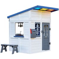 Wooden Playhouse Wendy House Shade Kitchen Flower Box & Bench